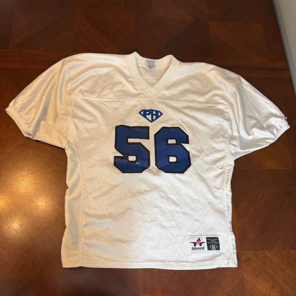 Alleson Athletic Youth Football Jersey XL White #56 Prince Hall Mesh Team Sports